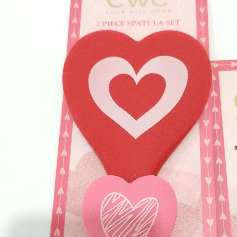 CWC Heart Themed 2 Piece Spatula Set Red And Pink Hearts Cook with Color NEW